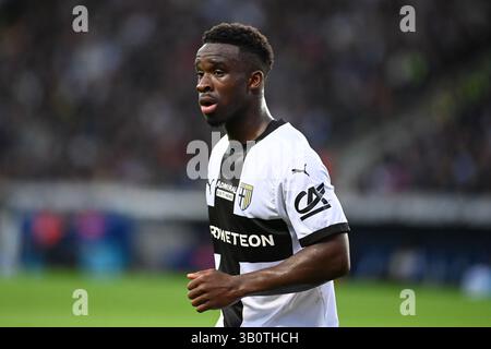 Parme, Italie. 24 avril 2025. Mandela Keit (Parma Calcio) pendant Parma Calcio vs Juventus FC, match de football italien Serie A à Parme, Italie, 23 avril 2025 crédit : Agence photo indépendante/Alamy Live News Banque D'Images