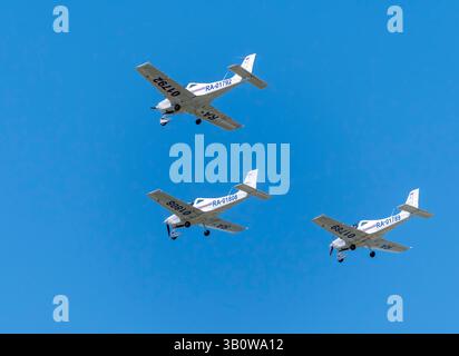 Moscou Russie Zhukovsky Airfield 31 août 2019: Performance d'avions aérobiques le salon international de l'aérospatiale MAKS-2019. Banque D'Images