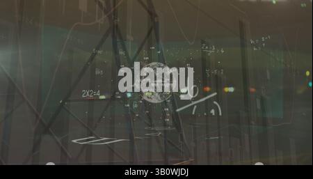 Image du traitement des statistiques sur les équations mathématiques et le globe Banque D'Images