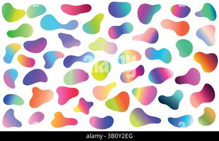 Un ensemble éclatant et visuellement attrayant de formes dégradées colorées placées sur un fond blanc propre pour un effet saisissant Illustration de Vecteur