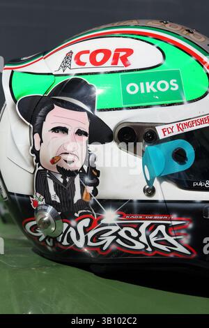 11 septembre 2010 - Monza, Italie - le casque de Vitantonio Liuzzi (ITA) Force India F1...Championnat du monde de formule 1, Rd 14, Grand Prix d'Italie, Journée de qualification. (Crédit : © Sutton Motorsports/ZUMApress.com) Banque D'Images