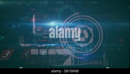 Illustration d'un texte d'avertissement et d'un réseau de connexions sur fond bleu Banque D'Images