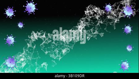 Image de cellules covid 19 en mouvement et de filature de brins d'adn Banque D'Images