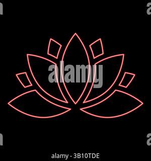Néon lotus lotus fleur d'eau rouge couleur vecteur illustration image plat style lumière Illustration de Vecteur