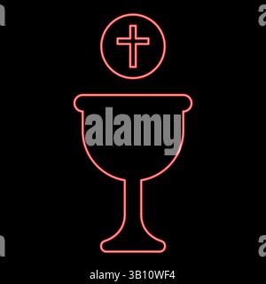 Néon corpus christi sainte communion rouge illustration vectorielle image de style plat lumière Illustration de Vecteur