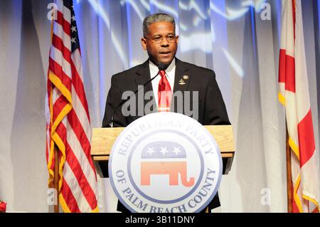 24 février 2011 - West Palm Beach, Floride, États-Unis - ALLEN WEST, membre du Congrès, prend la parole lors du dîner Lincoln Day organisé par Palm Beach Country Republican Party. (Image de crédit : © ; Michele Sandberg/ZUMAPRESS.com) Banque D'Images