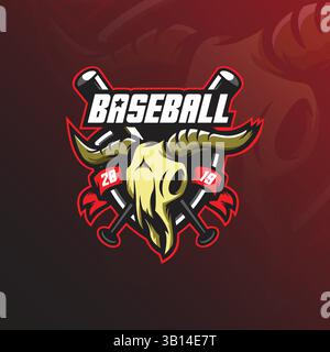 vecteur de conception de mascotte de logo de baseball avec style de concept d'illustration moderne pour l'impression de badge, d'emblème et de t-shirt. illustration de baseball. Illustration de Vecteur