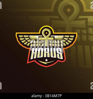 vecteur de conception de logo de mascotte horus avec style de concept d'illustration moderne pour l'impression de badge, d'emblème et de t-shirt. horus wings illustration pour équipe sportive. Illustration de Vecteur