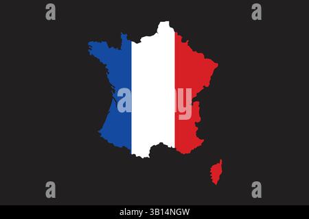 Illustration vectorielle de la carte de france superposée avec le drapeau national Illustration de Vecteur