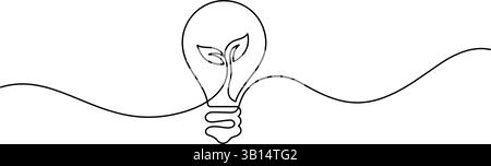 ampoule végétale idées d'écologie concept une ligne dessin continu minimalisme espace de copie Illustration de Vecteur
