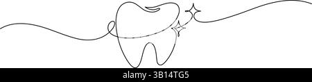 dent dentaire brillant et propre une ligne dessin continu minimalisme Illustration de Vecteur