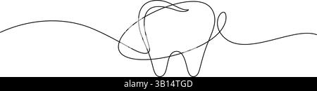 protection des dents une ligne continue dessinée à la main illustration artistique minimaliste Illustration de Vecteur