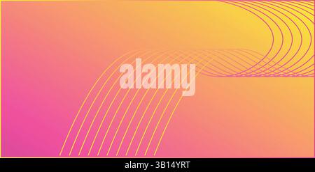 lignes de vagues qui coulent sur fond abstrait dégradé rose jaune - conception futuriste de papier peint numérique, espace vide Illustration de Vecteur