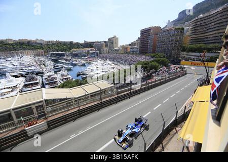 Pascal Wehrlein, Sauber, allée au casino après le virage de Ste Devote, Port Hercule port avec des yachts derrière, formule 1, formule 1, F1 Gran Banque D'Images