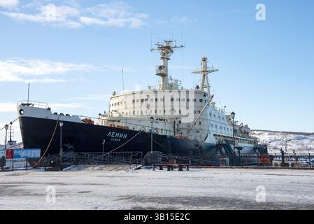 MOURMANSK, RUSSIE - 11 MARS 2025 : le premier brise-glace nucléaire Lénine. Murmansk Banque D'Images