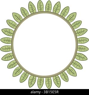 Illustration réalisée avec des feuilles sur un fond blanc créant une bordure circulaire. Illustration de Vecteur
