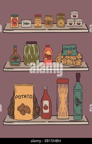 Illustration des étagères du garde-manger. Illustration de Vecteur