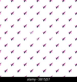 Motif vectoriel sans couture ludique avec des avions de papier rose sur un fond blanc. Design moderne et minimal pour la papeterie et les produits pour enfants. Illustration de Vecteur
