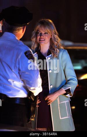 Emma Stone sur le tournage de 'The Amazing Spider-Man 2' à New York - 03 juin 2013 Banque D'Images