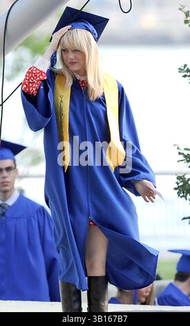 Emma Stone sur le tournage de 'The Amazing Spider-Man 2' à New York - 1er juin 2013 Banque D'Images
