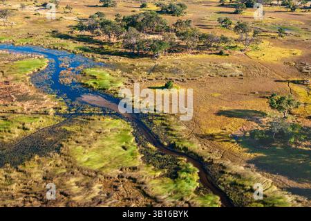 Une vue aérienne du delta de l'Okavango, Botswana, delta de l'Okavango Banque D'Images