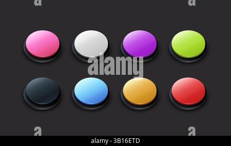 Ensemble de boutons ronds de différentes couleurs. Vecteur Illustration de Vecteur