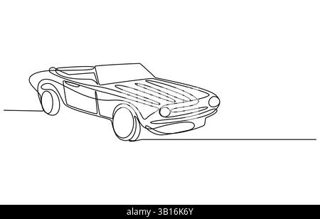 Dessin continu d'une ligne de voiture de sport moderne, style de dessin continu d'une ligne de petite voiture abstraite Illustration de Vecteur