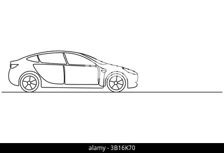 Dessin continu d'une ligne de voiture de sport moderne, style de dessin continu d'une ligne de petite voiture abstraite Illustration de Vecteur