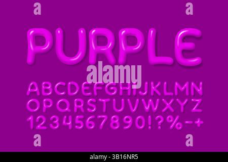 Police de couleur violette. Alphabet anglais et signe de chiffres. Vecteur Illustration de Vecteur