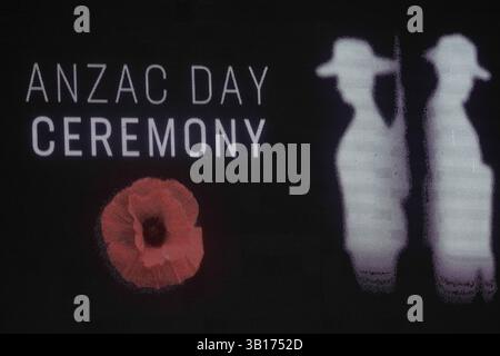 25 avril 2025 ; Campbelltown Stadium, Sydney, NSW, Australie : a League Football, MacArthur FC versus Melbourne Victory ; ANZAC Day Display sur le tableau de bord Banque D'Images
