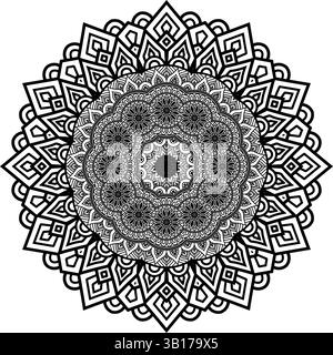 Magnifique motif floral mandala art isolé sur fond blanc, élément de décoration pour poster de méditation, yoga, bannière, henné, invitation, Illustration de Vecteur