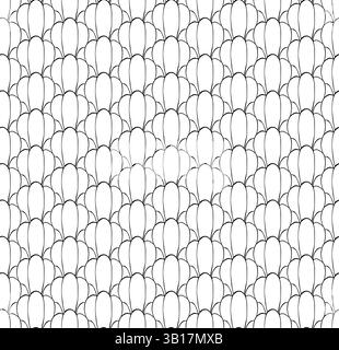 Coquillages rapprochés motif sans coutures. Vectoriel ligne graphique encre d'été modèle de Saint-Jacques de mer pour papier d'emballage, papier peint, couverture de carnet. Coloriage elle Illustration de Vecteur