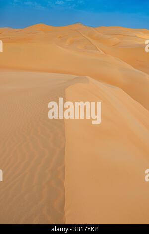 Voyage dans le désert, la dune de Moreeb ou Tal Moreeb est une dune de sable de grande taille située à proximité de l'oasis de Liwa dans le désert du quartier vide aux Émirats arabes Unis Banque D'Images