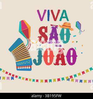 Célébration traditionnelle brésilienne Festa Junina. Portugais brésilien texte disant Saint John. Festa de Sao Joao. Art vectoriel typographique festif Illustration de Vecteur