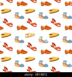 Chaussures d'été modèle sans couture. Chaussures tendance. Modèle de chaussures pour femmes. Illustration de Vecteur