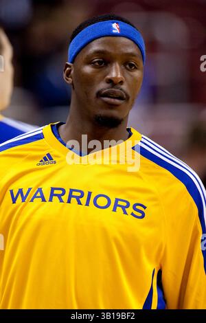 6 mars 2011 : le petit attaquant des Golden State Warriors Al Thornton (23 ans) regarde pendant les échauffements avant le match NBA entre les Golden State Warriors et les 76ers de Philadelphie au Wells Fargo Center à Philadelphie, en Pennsylvanie. Les 76ers battent les Warriors, 125-117 en prolongation. (Crédit image : © Chris Szagola/Cal Sport Media/ZUMAPRESS.com) Banque D'Images