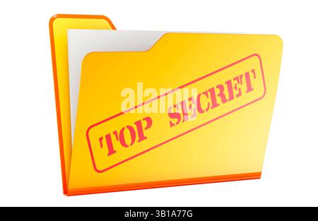Dossier Top secret. Rendu 3D isolé sur fond blanc Banque D'Images