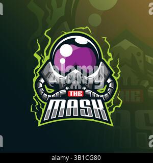 vecteur de conception de logo de mascotte toxique avec style de concept d'illustration moderne pour l'impression de badge, d'emblème et de t-shirt. illustration du masque toxique. Illustration de Vecteur