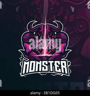 vecteur de conception de logo de mascotte de crâne avec un style de concept d'illustration moderne pour l'impression de badge, d'emblème et de t-shirt. illustration de monstre de crâne. Illustration de Vecteur