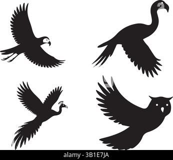 Collection silhouettes d'oiseau Illustration de Vecteur