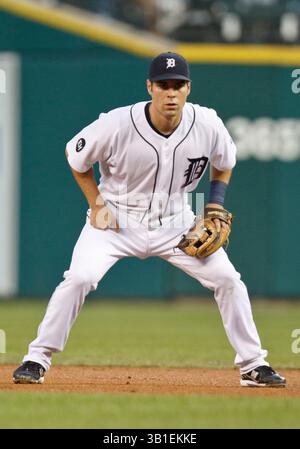 21 septembre 2010 : deuxième joueur de base des Detroit Tigers Scott Sizemore (#20) lors d'un match entre les Royals de Kansas City et les Tigers de Detroit au Comerica Park à Detroit, Michigan. Les Royals ont battu les Tigers 9-6.(image crédit : © John Mersits/Cal Sport Media/ZUMApress.com) Banque D'Images