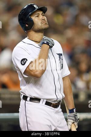 21 septembre 2010 : les Detroit Tigers désignent Johnny Damon (#18) lors d'un match entre les Kansas City Royals et les Detroit Tigers au Comerica Park à Detroit, Michigan. Les Royals ont battu les Tigers 9-6.(image crédit : © John Mersits/Cal Sport Media/ZUMApress.com) Banque D'Images