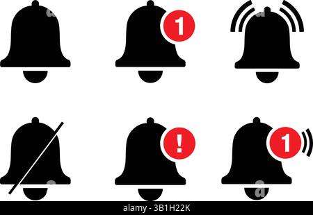 Icônes vectorielles de cloche définies Illustration de Vecteur