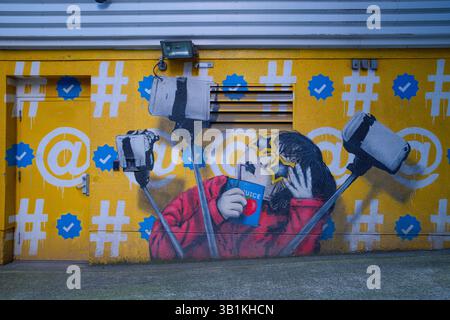 Une murale colorée à Mount Pleasant, Vancouver, C.-B. Banque D'Images