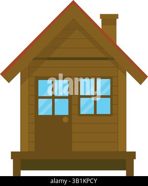 Illustration vectorielle d'une maison en bois. Cabine mignonne isolée sur fond blanc. Maison de campagne dans le style plat Illustration de Vecteur
