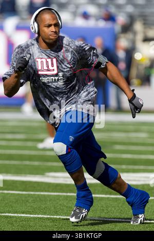 17 octobre 2010 : Michael Boley (59), linebacker des New York Giants, exécute des exercices pendant les échauffements avant le match de NFL entre les Lions de Détroit et les Giants de New York au stade de New Meadowlands à East Rutherford, New Jersey. (Crédit image : © Chris Szagola/Cal Sport Media/ZUMApress.com) Banque D'Images