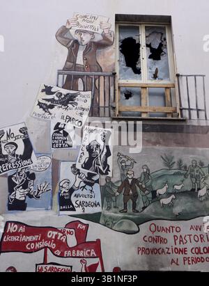 Peintures murales historiques à Orgosolo, Sardaigne Banque D'Images