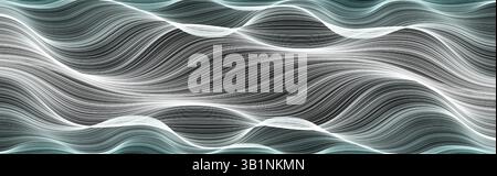 Lignes fluides abstraites comme tissu de soie ou vagues océaniques. Texture de fibre futuriste avec effet de mouvement dynamique. Parfait pour la technologie, la nature et Illustration de Vecteur