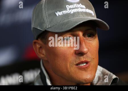 22 juillet 2010 - Hockenheim, Allemagne - Michael Schumacher (GER) Mercedes GP à la conférence de presse de la FIA...Championnat du monde de formule 1, Rd 11, Grand Prix d'Allemagne, préparatifs. (Crédit : © Sutton Motorsports/ZUMApress.com) Banque D'Images