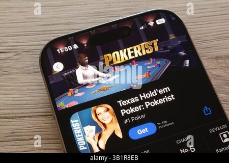 OSTRAVA, TCHÉQUIE - 19 JANVIER 2025 : Apple App Store avec Pokerist application de poker mobile et de casino Banque D'Images